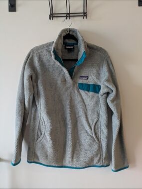 Patagonia Polartec Re-tool Snap-T Fleece Pullover Jacket Women's La Grey & Teal